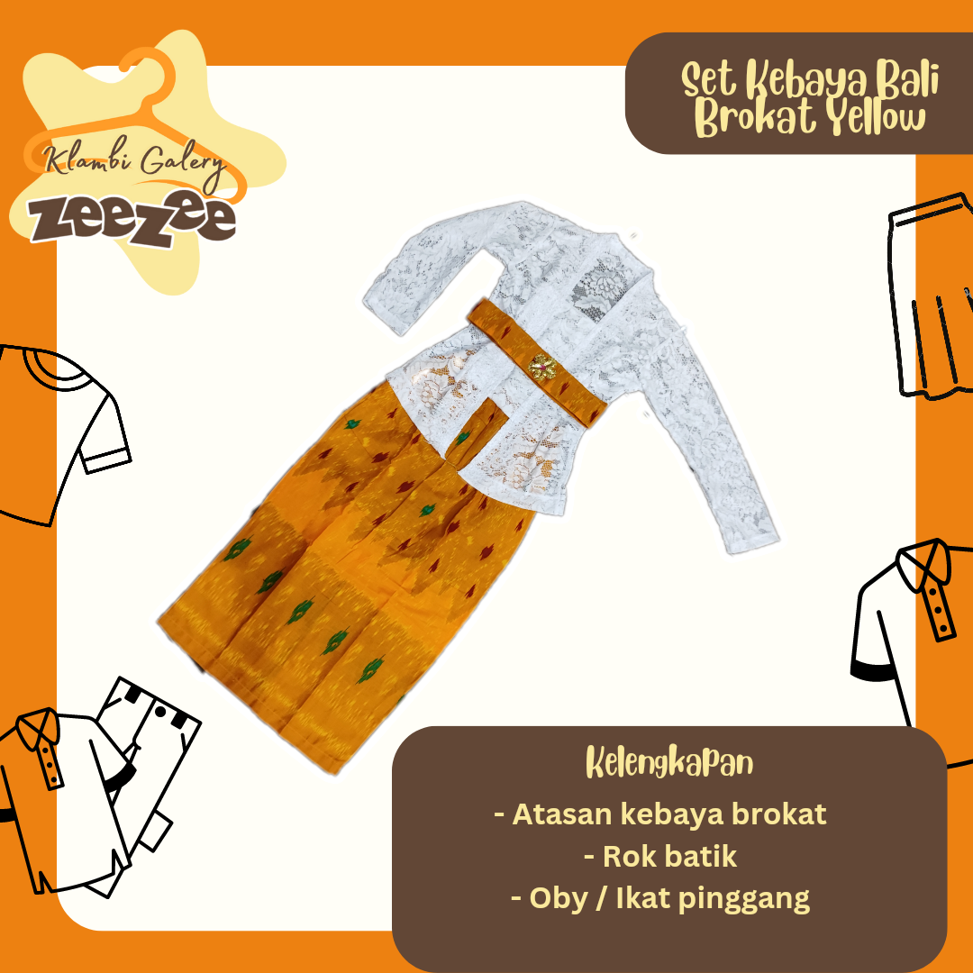 SET KEBAYA BALI BROKAT YELLOW