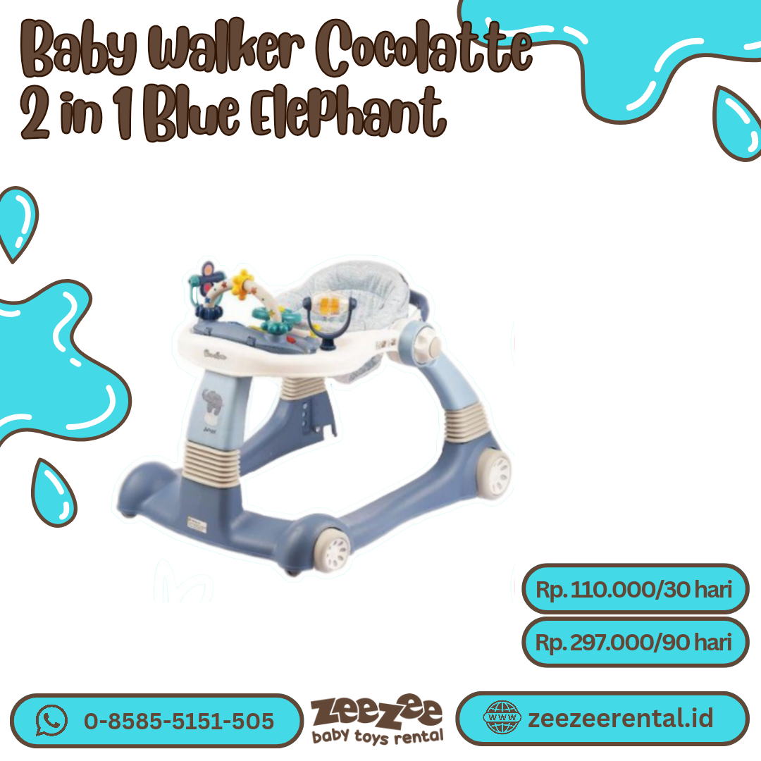 BABY WALKER COCOLATTE 2 IN 1 BLUE ELEPHANT