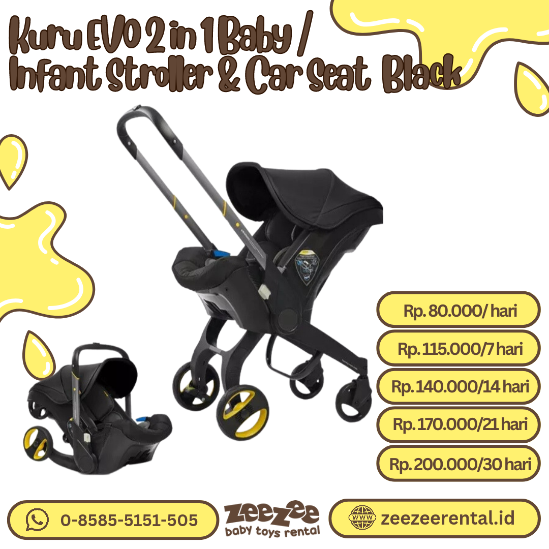 KURU EVO 2 IN 1 BABY / INFANT STROLLER & CAR SEAT BLACK