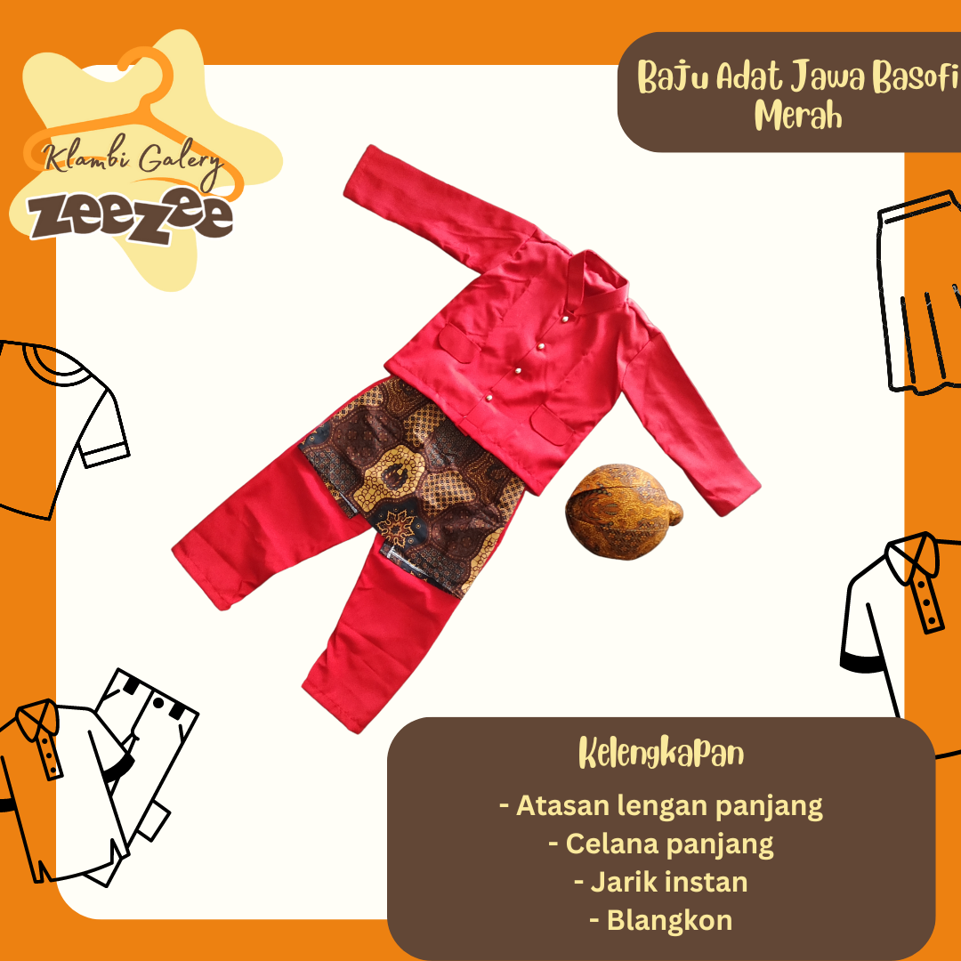 BAJU ADAT JAWA BASOFI MERAH