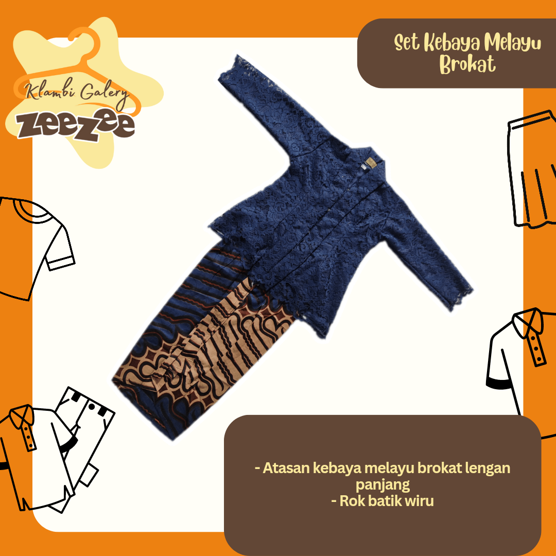 SET KEBAYA MELAYU BROKAT NAVY
