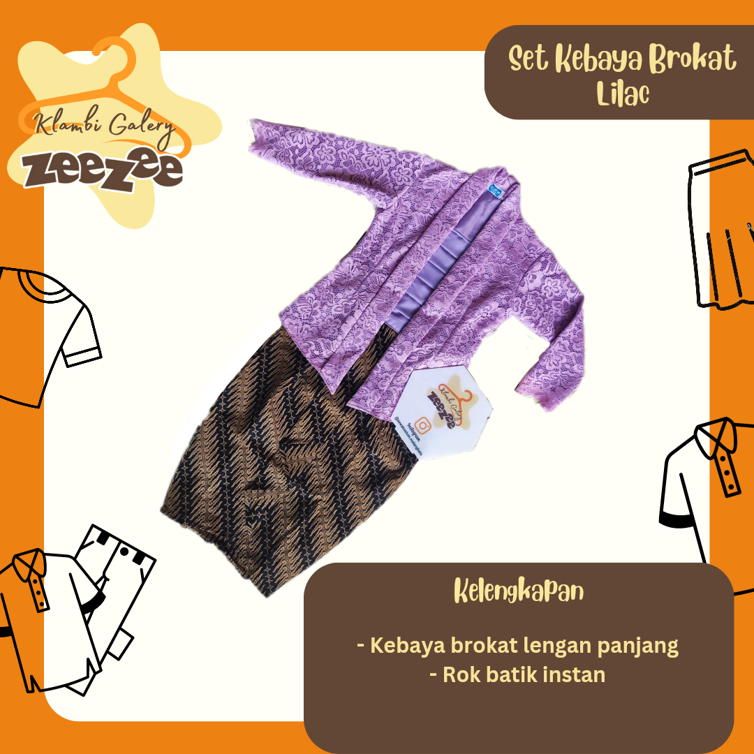 SET KEBAYA BROKAT LILAC