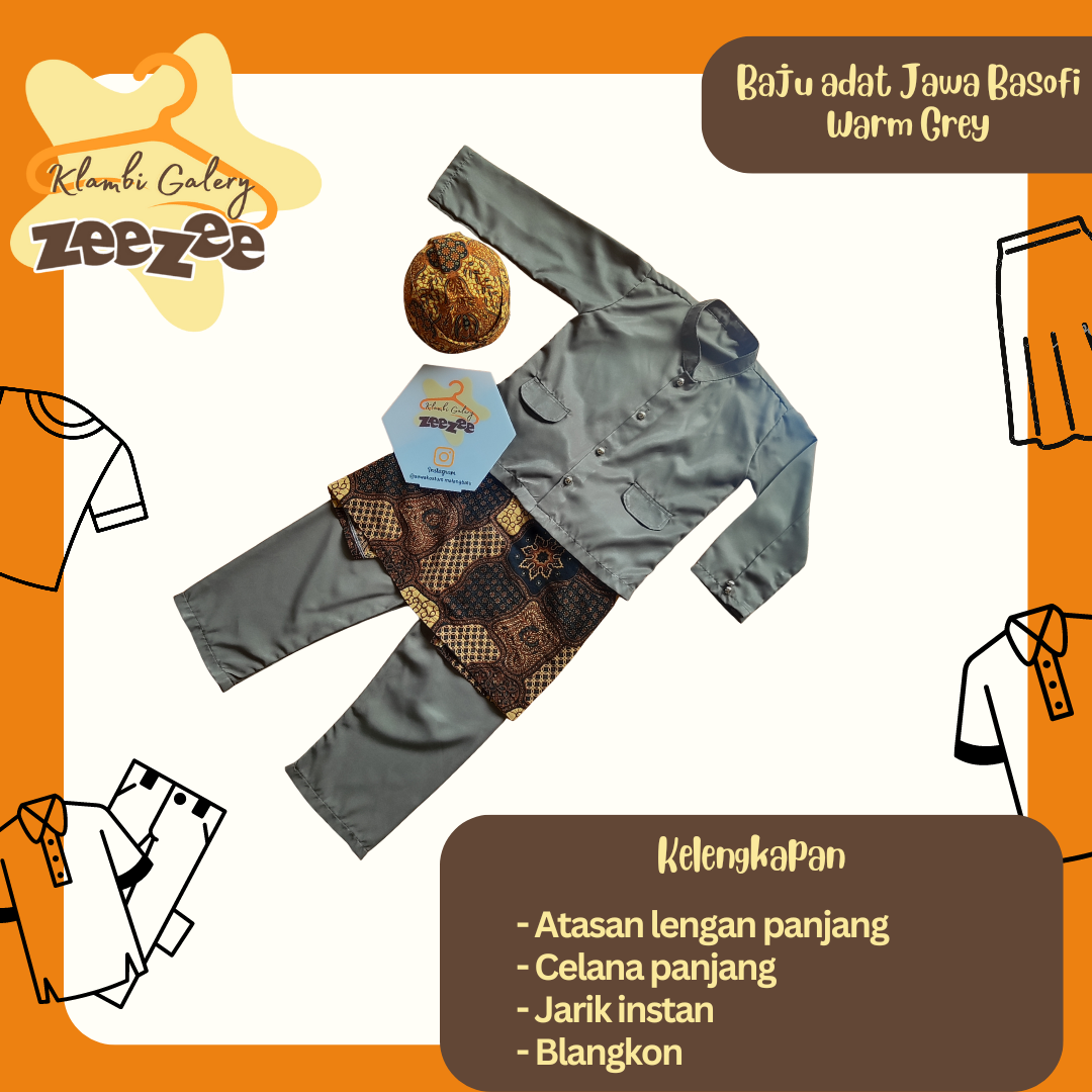 BAJU ADAT JAWA BASOFI WARM GREY