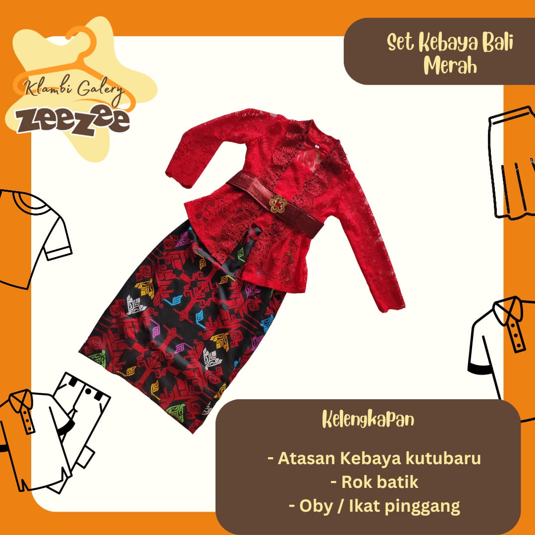 SET KEBAYA BALI MERAH
