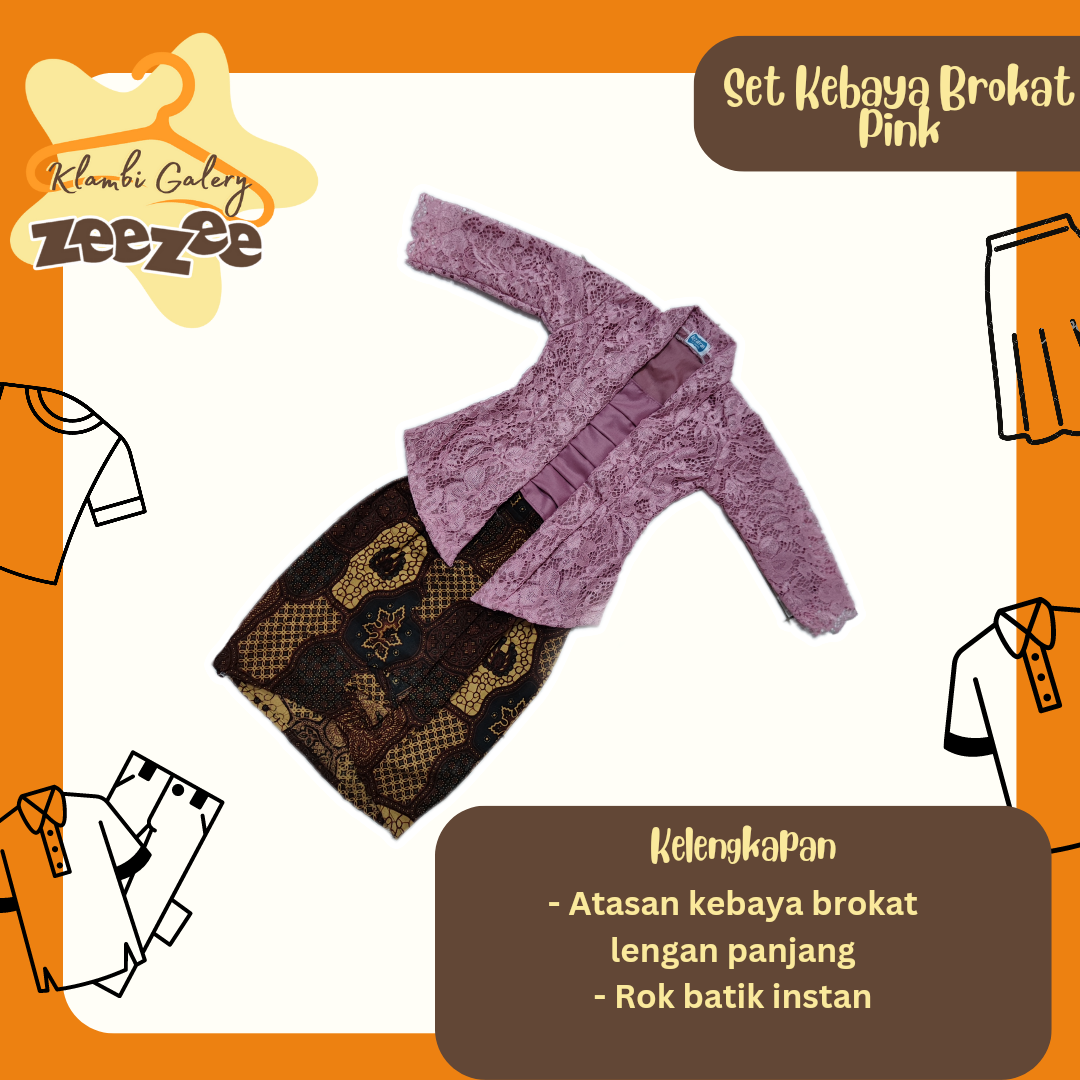 SET KEBAYA BROKAT PINK