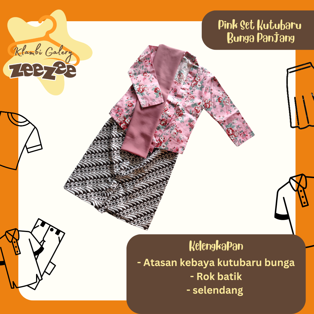 PINK SET KUTUBARU BUNGA PANJANG