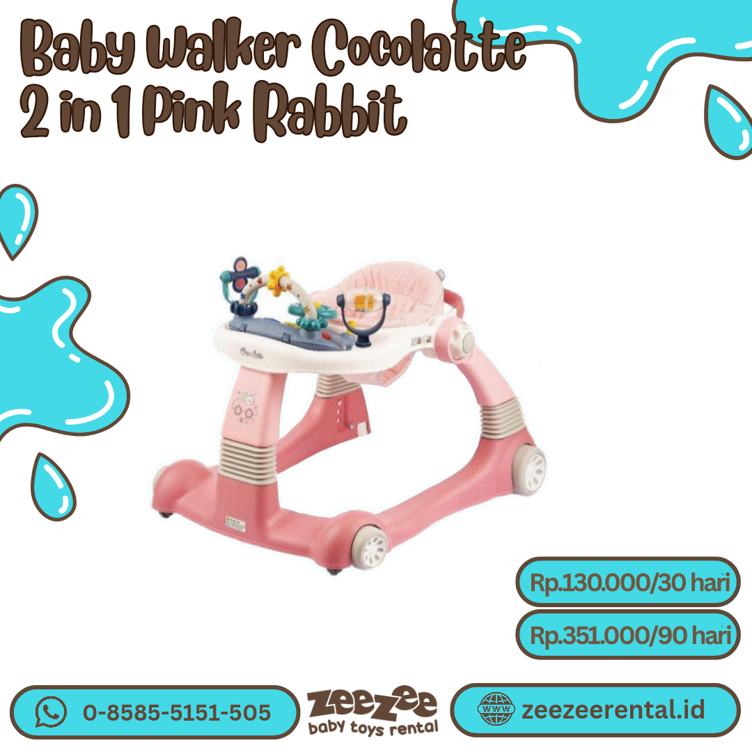 BABY WALKER COCOLATTE 2 IN 1 PINK RABBIT