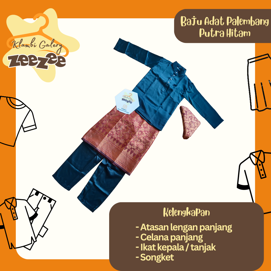 BAJU ADAT PALEMBANG PUTRA HITAM