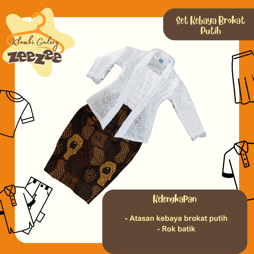 SET KEBAYA BROKAT PUTIH
