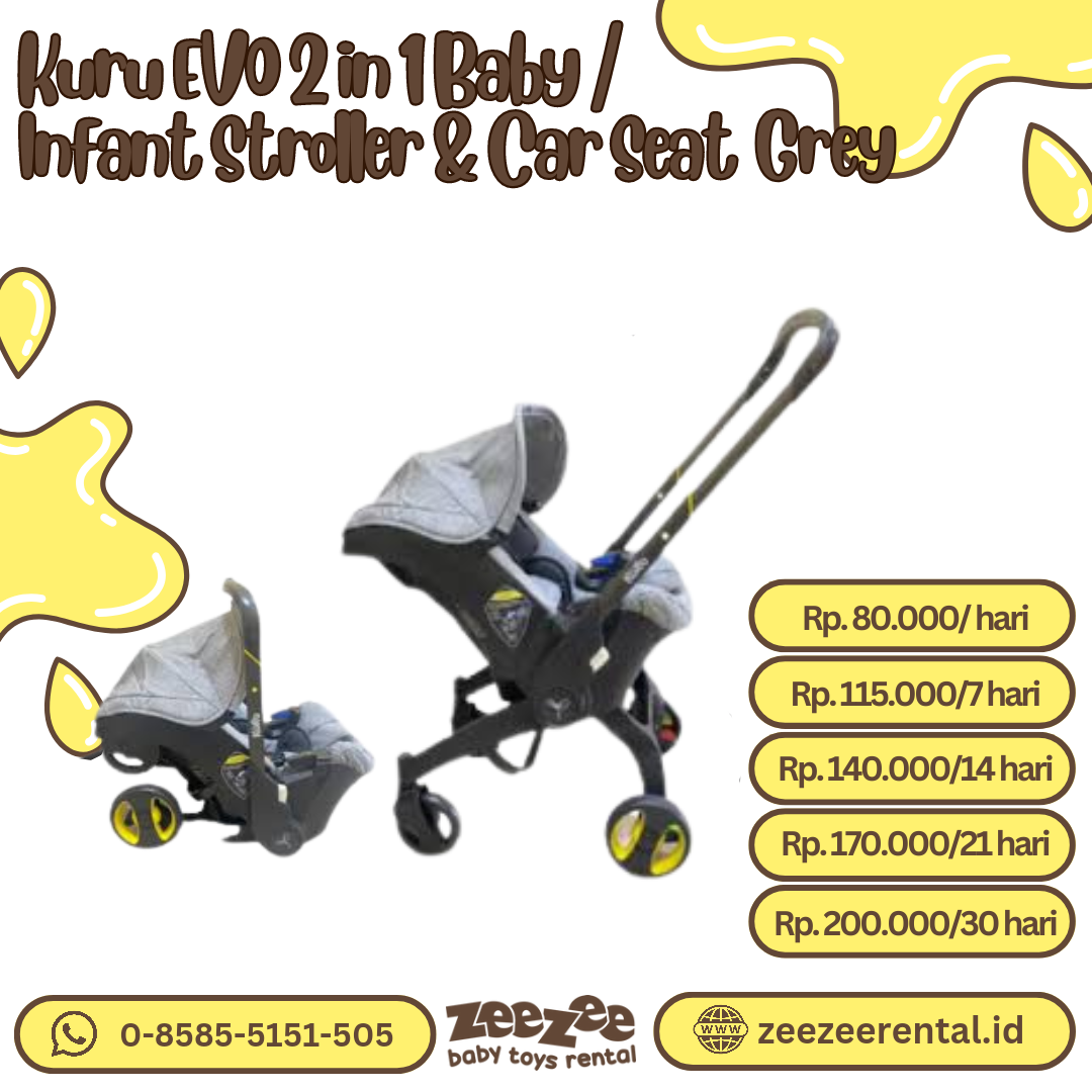 KURU EVO 2 IN 1 BABY / INFANT STROLLER & CAR SEAT GREY
