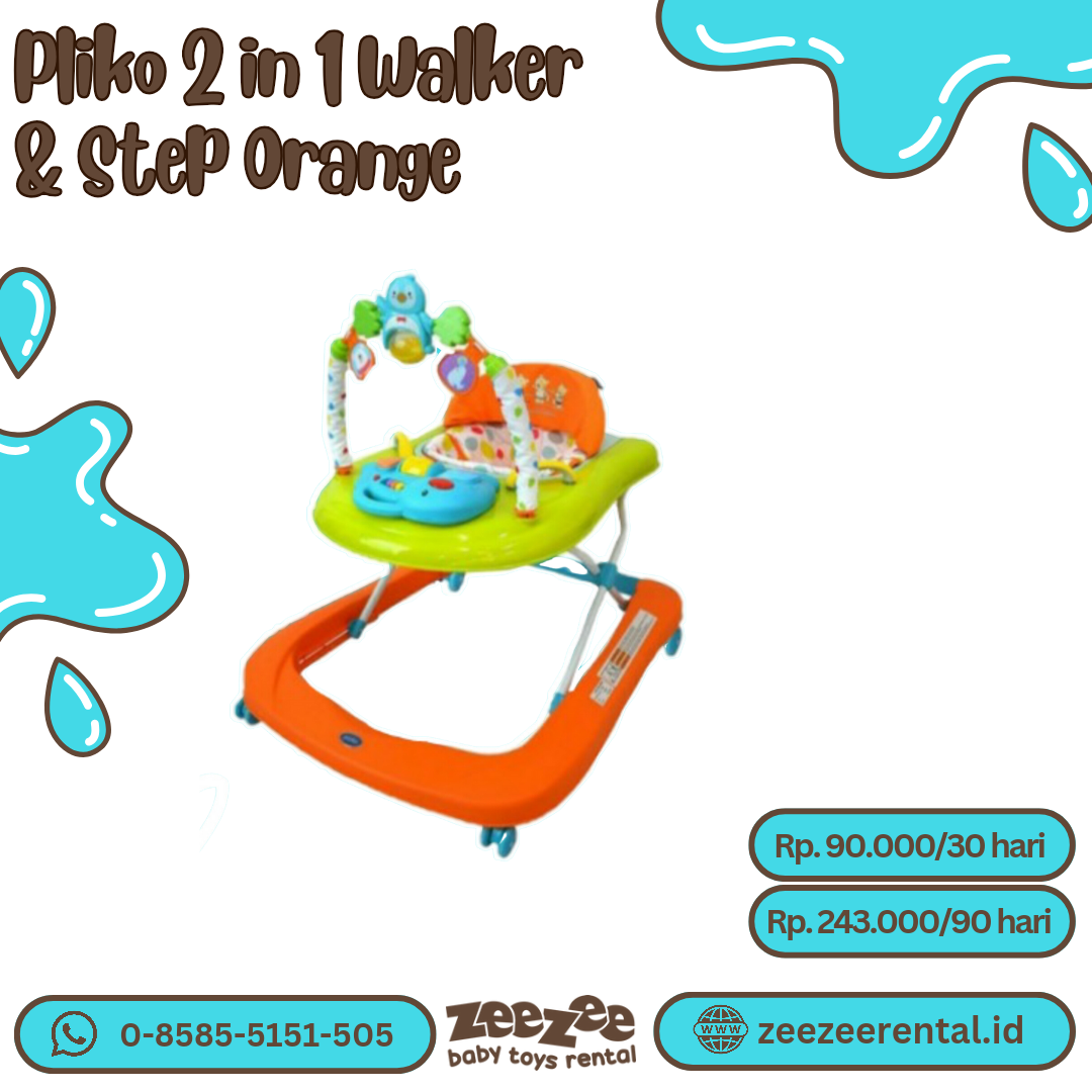 PLIKO 2 IN 1 BABY WALKER & STEP ORANGE